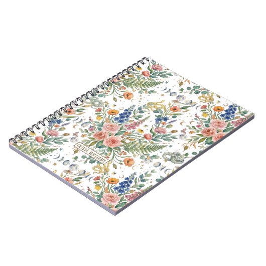Boho Bloemige Hemelse Maan & Slangen Botanisch Notitieboek (Linkerzijde)