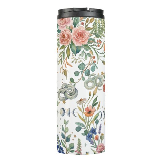 Boho Bloemige Hemelse Maan  & Slangen Botanisch Thermosbeker (Achterkant)