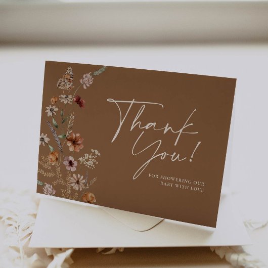 Boho Bloemige Herfst Baby Shower Bedankkaart