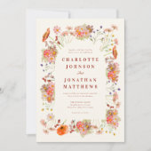 Boho Bloemige Herfst Bruiloft Kaart (Voorkant)