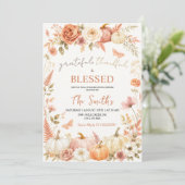 Boho bloemige herfst dankbaar gezegend kaart (Staand voorkant)
