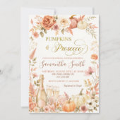 Boho bloemige herfst pompoen en Prosecco bruiloft Kaart (Voorkant)
