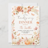 Boho bloemige herfst thanksgiving diner uitnodigin kaart (Voorkant)