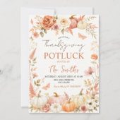 Boho bloemige herfst thanksgiving potluck uitnodig kaart (Voorkant)