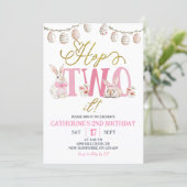 Boho Bloemige Hop Twee Verjaardag Kaart (Staand voorkant)
