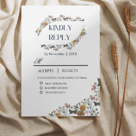 Boho bloemige kaart met maaltijd RSVP