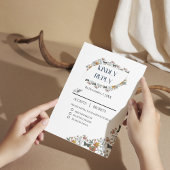 Boho bloemige kaart met maaltijd RSVP