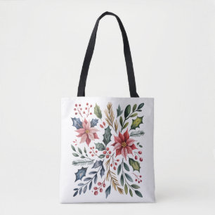 Boho bloemige Kerstvakantie Winter Schattig Vakant Tote Bag