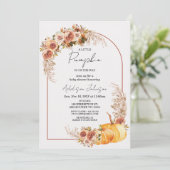 Boho Bloemige Kleine Pompoen Baby Shower Kaart (Staand voorkant)