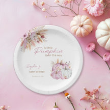 Boho Bloemige Kleine Roze Pompoenen Baby Shower