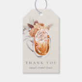 Boho bloemige koffie bruiloftsshower bedankje cade cadeaulabel (Voorkant)