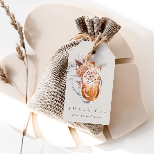 Boho bloemige koffie bruiloftsshower bedankje cade cadeaulabel