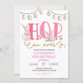 Boho Bloemige Konijn Verjaardagsfeest Kaart (Voorkant)