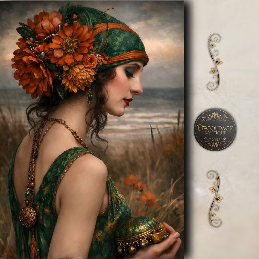 Boho Bloemige Kustvrouw Decoupage Tissuepapier