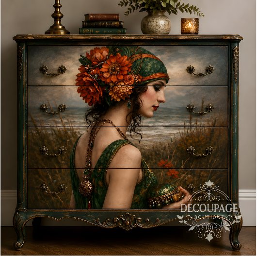 Boho Bloemige Kustvrouw Decoupage Tissuepapier
