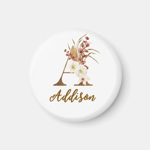 Boho bloemige letter A monogram huwelijksgunst Magneet