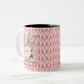 Boho bloemige letter W mok met gepersonaliseerde n (Voorkant links)
