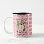 Boho bloemige letter W mok met gepersonaliseerde n (Links)