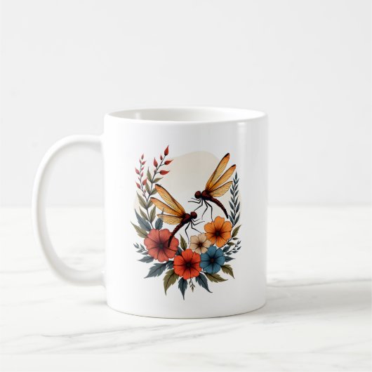 Boho Bloemige Libel Koffiemok (Links)