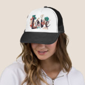 Boho Bloemige Liefde Grafische Trucker Hoed Pet (In situ)
