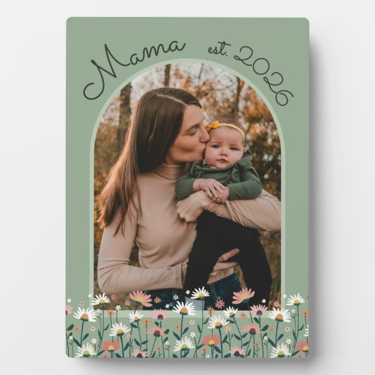 Boho Bloemige Mama Opgericht Aangepaste Foto Fotoplaat (voorkant)