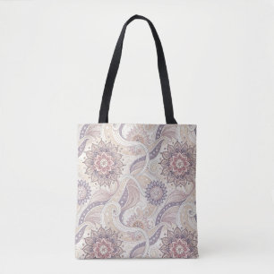 Boho Bloemige Mandala Spiritueel Ontwerp Patroon Tote Bag