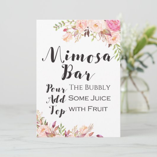 Boho bloemige mimosa bar bord 5x7" formaat kaart (Staand voorkant)