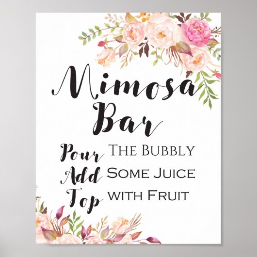 Boho bloemige mimosa bar bord poster (Voorkant)