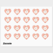 Boho Bloemige Monogram Bruiloft Hart Sticker (Vel)