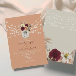 Boho Bloemige Monogram Huwelijk Kaart