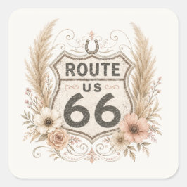 Boho Bloemige Mother Road Decal Vierkante Sticker