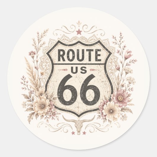 Boho bloemige Mother Road sticker (Voorkant)