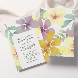 Boho Bloemige Paarse Gele Trouwdag Kaart