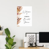 Boho bloemige Pampas bruidsuitnodiging welkomstbor Poster (Thuiskantoor)