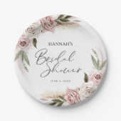 Boho bloemige Pampas Gras Bruiloftsontvangst Papieren Bordje (Voorkant)