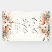 Boho Bloemige Pampas Gras Roos Kaart & Cadeaus Spandoek (Horizontaal)