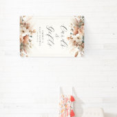 Boho Bloemige Pampas Gras Roos Kaart & Cadeaus Spandoek (Insitu)