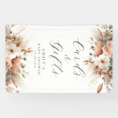Boho Bloemige Pampas Gras Roos Kaart & Cadeaus Spandoek (Horizontaal)