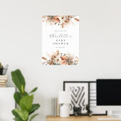 Boho bloemige Pampas gras Roos Witte Welkom Poster (Thuiskantoor)