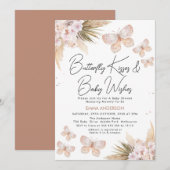 Boho Bloemige Pampas Vlinder Kusjes Baby Shower Kaart (Voorkant / Achterkant)