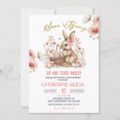 Boho bloemige Pasen Konijn Baby Shower Kaart (Voorkant)