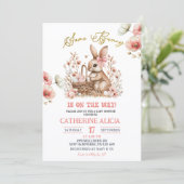 Boho bloemige Pasen Konijn Baby Shower Kaart (Staand voorkant)
