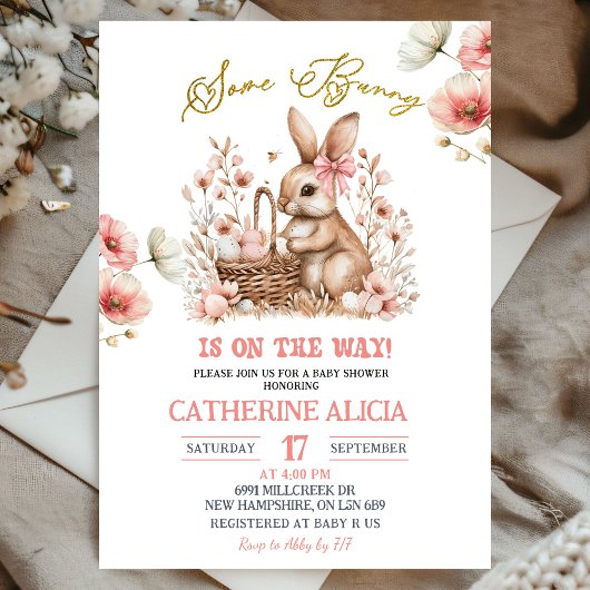 Boho bloemige Pasen Konijn Baby Shower Kaart