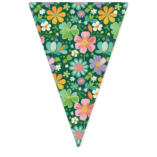 Boho bloemige patchwork multi bloem motief vlaggetjes (Eerste vlag)