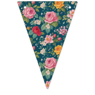 Boho bloemige patchwork multi bloem motief vlaggetjes
