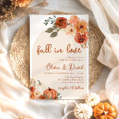 Boho Bloemige Pompoen Herfst Bruiloft Verliefd Kaart