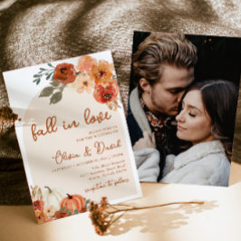 Boho Bloemige Pompoen Herfst Bruiloft Verliefd Kaart
