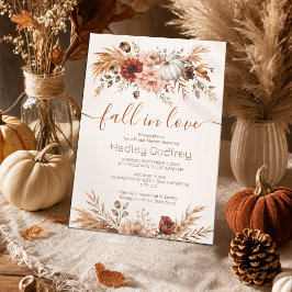 Boho Bloemige Pompoen Herfst Liefde Bruiloft Feest Kaart