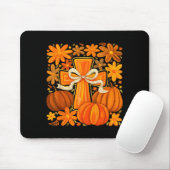 Boho bloemige pompoen kruis herfst Jezus christeli Muismat (Met muis)