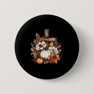 Boho bloemige pompoen kruis herfst Jezus christeli Ronde Button 5,7 Cm